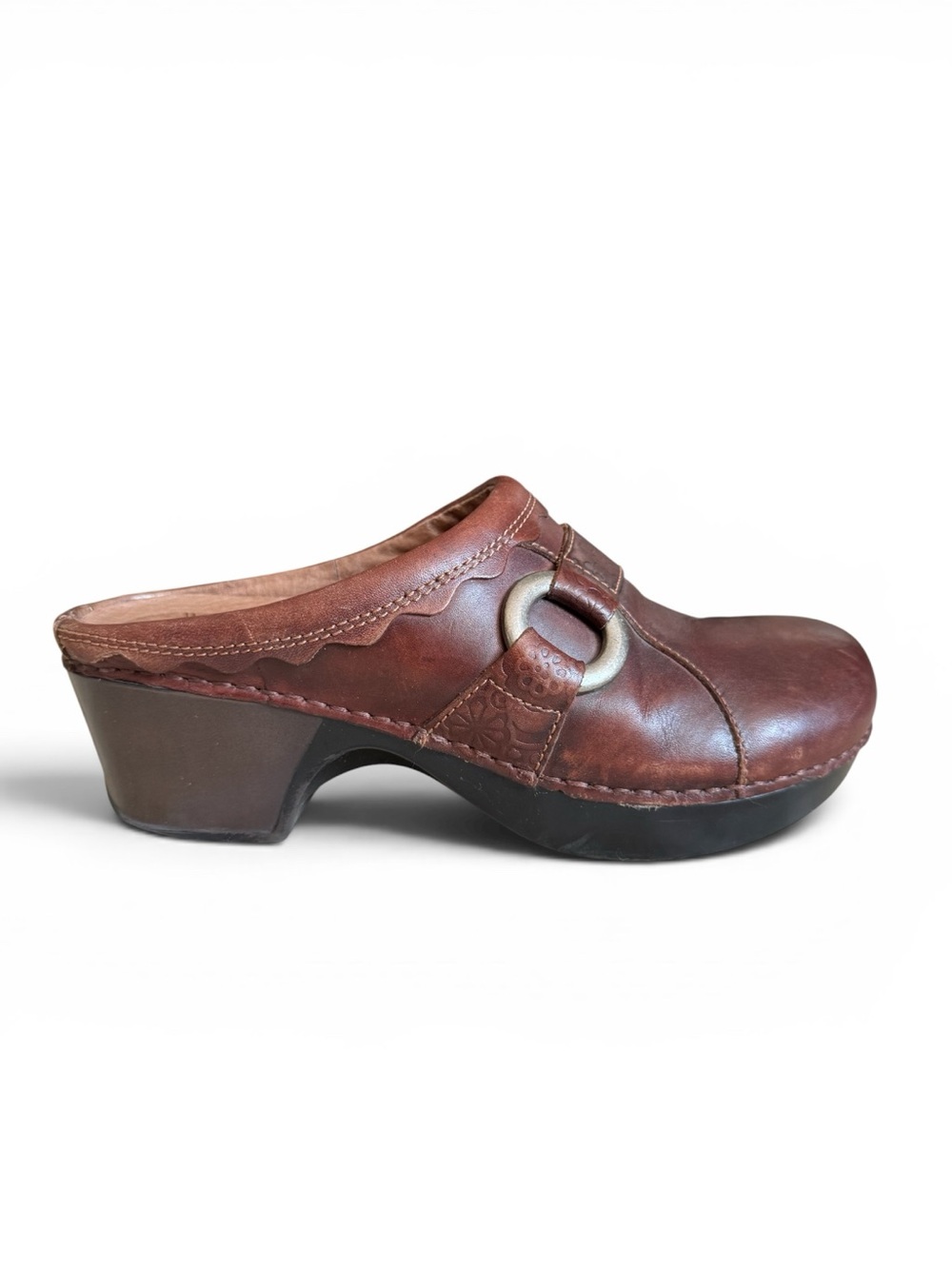 Dansko Brown Leather Clogs Boho Mules Slip On Comfort Shoes EU 40 (US 9.5-10)